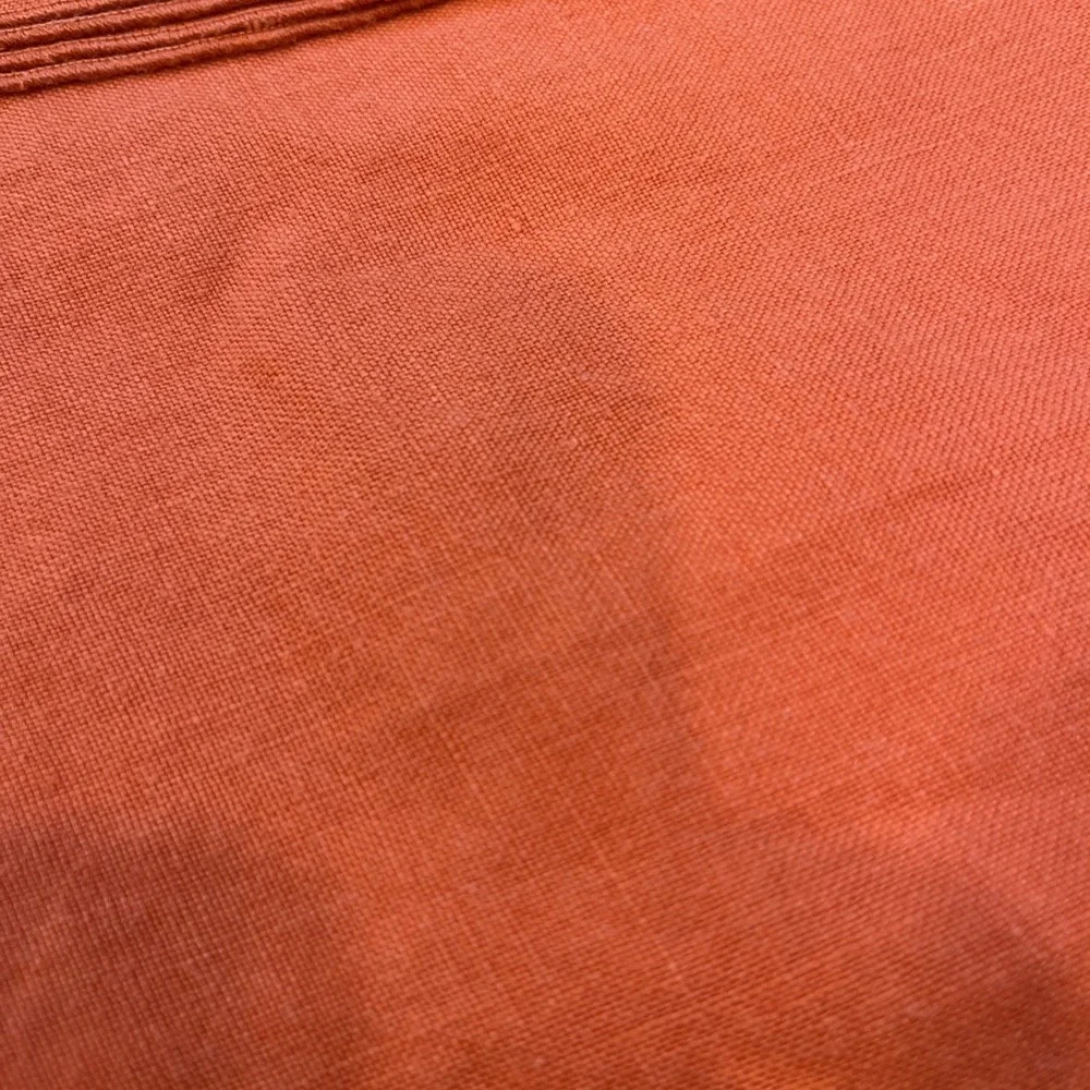 Vtg Burnt Orange Linen Tablecloth Set 6 Napkins Large 68x97 Oval Thanksgiving